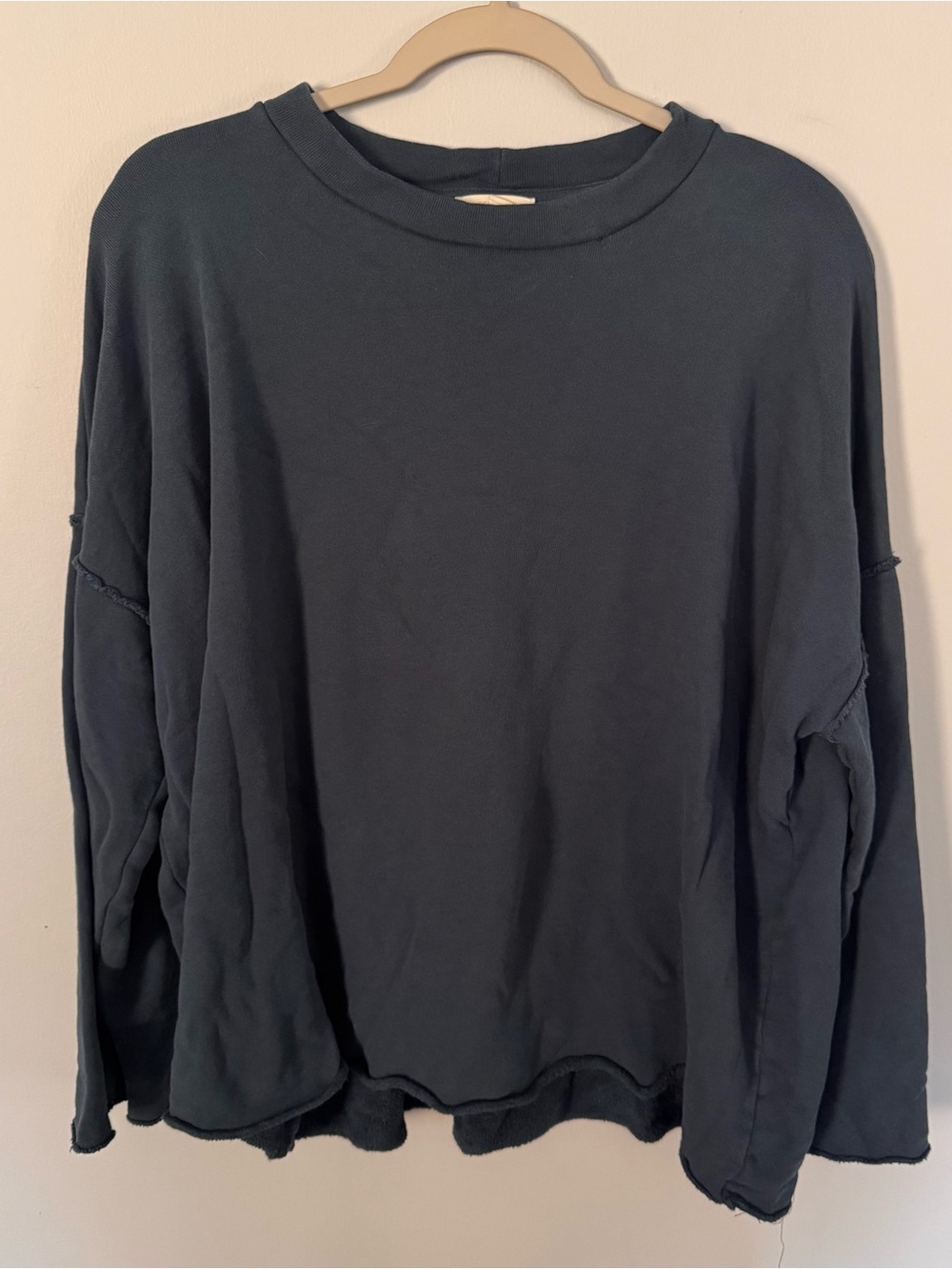 Eileen Fisher Organic Cotton Drop Shoulder Sweatshirt Blue Size Large